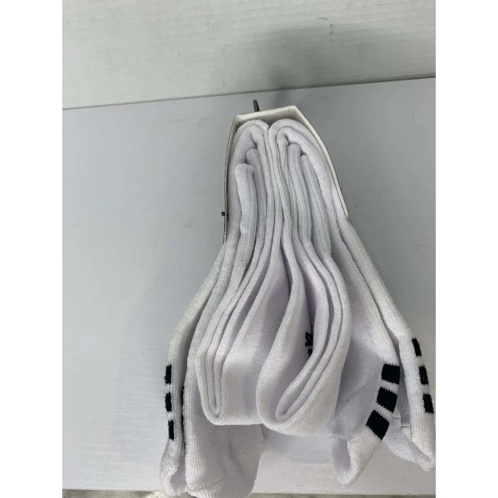 Adidas Soccer Cushioned 3-Stripe Crew Socks Size M White Black